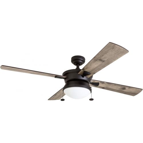  [아마존베스트]Prominence Home 50345-01 Auletta Outdoor Ceiling Fan, 52” ETL Damp Rated 4 Blades, LED Frosted Contemporary Light Fixture, Matte Black