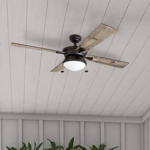  [아마존베스트]Prominence Home 50345-01 Auletta Outdoor Ceiling Fan, 52” ETL Damp Rated 4 Blades, LED Frosted Contemporary Light Fixture, Matte Black