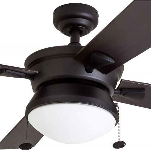  [아마존베스트]Prominence Home 50345-01 Auletta Outdoor Ceiling Fan, 52” ETL Damp Rated 4 Blades, LED Frosted Contemporary Light Fixture, Matte Black