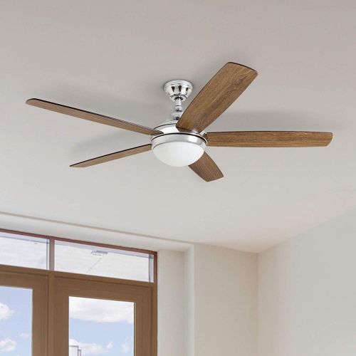  [아마존베스트]Prominence Home 80095-01 Ashby Ceiling Fan with Remote Control and Dimmable Integrated LED Light Frosted Fixture 52 Contemporary Indoor, 5 Blades Newport Brown/Tumbleweed, Sleek Ch