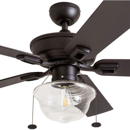  [아마존베스트]Prominence Home 80091-01 Abner Vintage Indoor/Outdoor Ceiling Fan, ETL Damp Rated 52 LED Schoolhouse Edison Bulb, Rustic Farmhouse/Barnwood Blades, Espresso Bronze