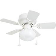 [아마존베스트]Prominence Home 41530-01 Hero 28 Hugger Small Ceiling Fan, LED Schoolhouse Globe, Glossy White