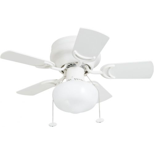  [아마존베스트]Prominence Home 41530-01 Hero 28 Hugger Small Ceiling Fan, LED Schoolhouse Globe, Glossy White