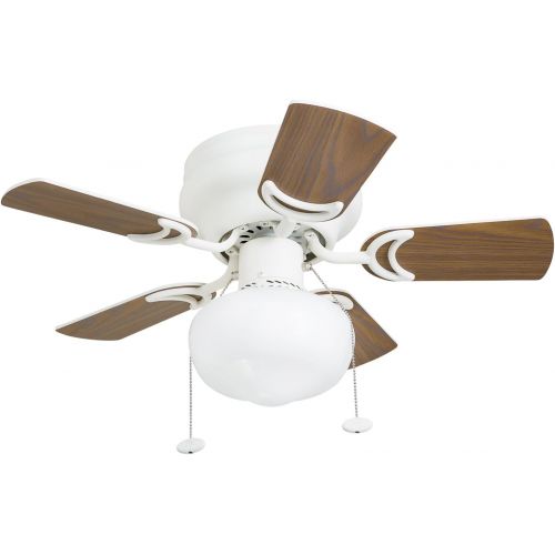  [아마존베스트]Prominence Home 41530-01 Hero 28 Hugger Small Ceiling Fan, LED Schoolhouse Globe, Glossy White