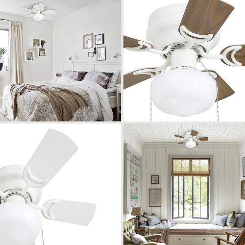  [아마존베스트]Prominence Home 41530-01 Hero 28 Hugger Small Ceiling Fan, LED Schoolhouse Globe, Glossy White