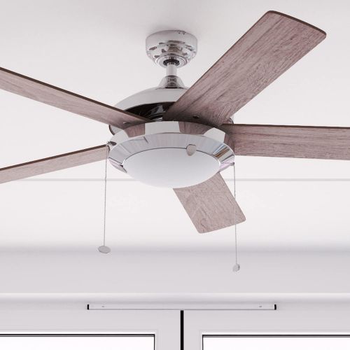  [아마존베스트]Prominence Home 80100-01 Bolivar Chrome Contemporary Rustic Ceiling Fan, 52 LED, Farmhouse/Barnwood Blades