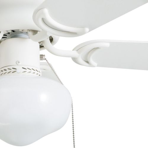  Prominence Home 41530-01 Hero 28 Hugger Small Ceiling Fan, LED Schoolhouse Globe, Glossy White