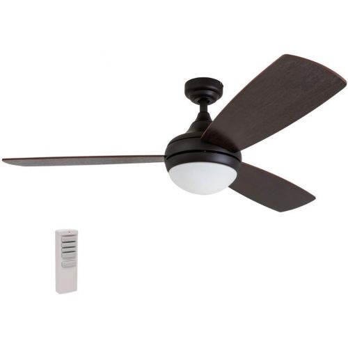  Prominence Home 80034-01 Calico ModernContemporary LED Ceiling Fan with Remote Control, 52 inches, Energy Efficient, Cased White Integrated Light Kit, White