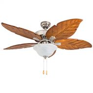 Prominence Home 50770-01 South Walton Tropical Ceiling Fan (3 Speed Remote), 52, Dark Cherry Hand Carved Wood, Brushed Nickel