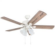Prominence Home 50778-01 Boston Mills Farmhouse Ceiling Fan (3 Speed Remote), 52, Barnwood/Tumbleweed, Canary White