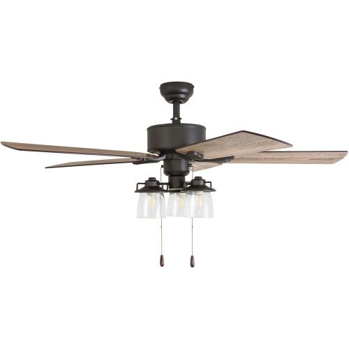  Prominence Home 50683-01 River Run Farmhouse Ceiling Fan (3 Speed Remote), 52, BarnwoodTumbleweed, Aged Bronze