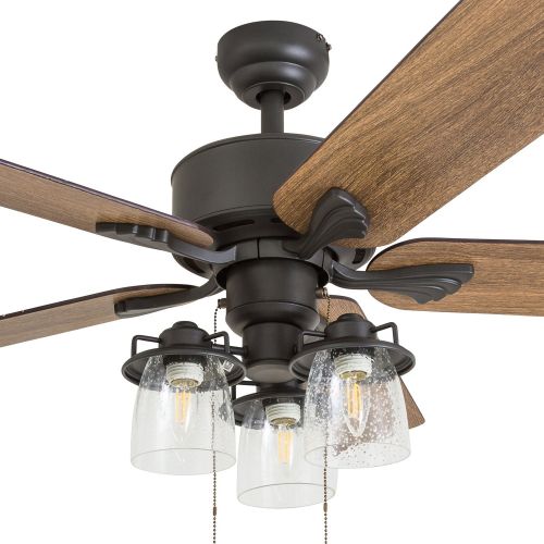  Prominence Home 50683-01 River Run Farmhouse Ceiling Fan (3 Speed Remote), 52, BarnwoodTumbleweed, Aged Bronze