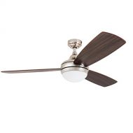 Prominence Home 80035-01 Calico Modern/Contemporary LED Ceiling Fan with Remote Control, 52 inches, Energy Efficient, Cased White Integrated Light Kit, Brushed Nickel