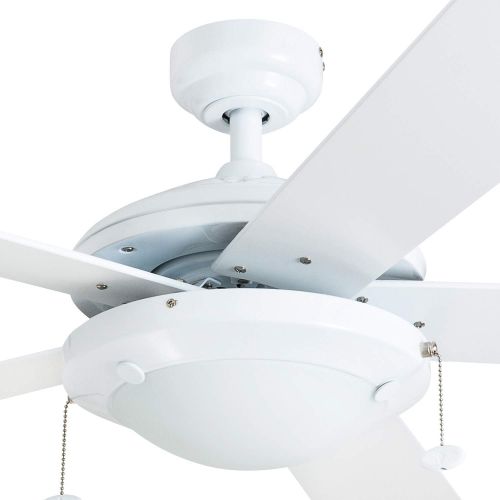  Prominence Home 80101-01 Bolivar LED Ceiling Fan, Modern Farmhouse, 52” Dual-Finish Blades, White