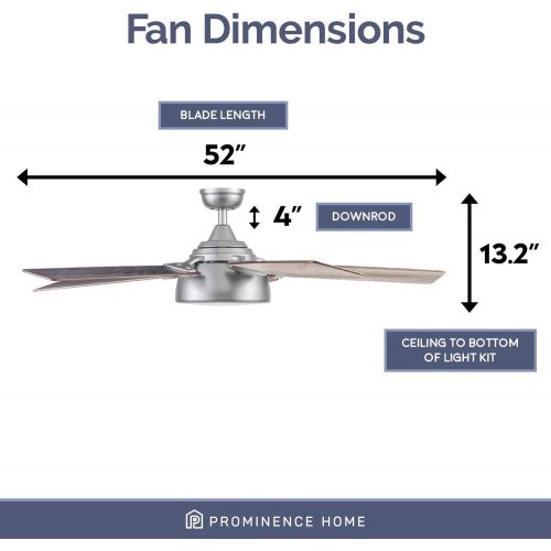  Prominence Home 51640-01 Potomac IO Ceiling Fan, 52, Pewter