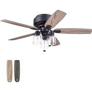 Prominence Home 52 Magonia Traditional Farmhouse Flush Mount Ceiling Fan, LED 3-Light, Indoor, Low Profile, Matte Black Finish