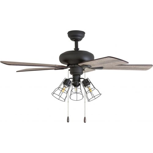  Prominence Home 50588-01 Madison County Industrial Ceiling Fan, 42, Barnwood/Tumbleweed, Aged Bronze