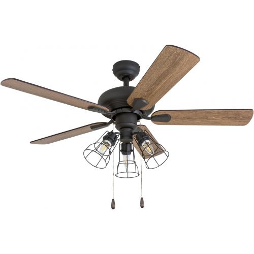  Prominence Home 50588-01 Madison County Industrial Ceiling Fan, 42, Barnwood/Tumbleweed, Aged Bronze