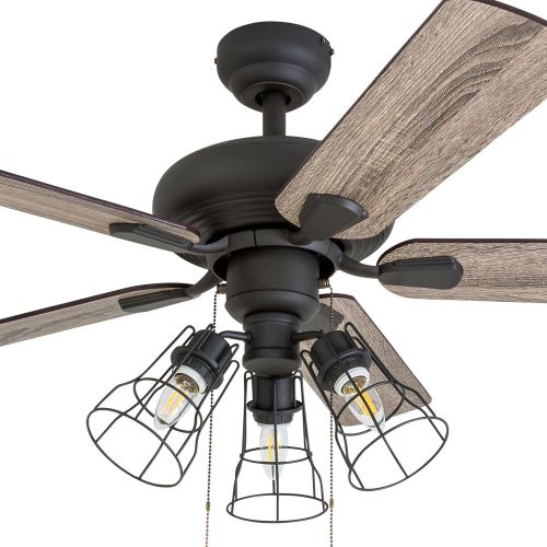  Prominence Home 50588-01 Madison County Industrial Ceiling Fan, 42, Barnwood/Tumbleweed, Aged Bronze