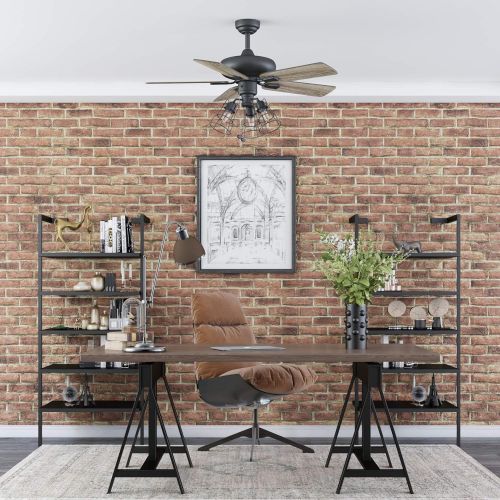  Prominence Home 50588-01 Madison County Industrial Ceiling Fan, 42, Barnwood/Tumbleweed, Aged Bronze