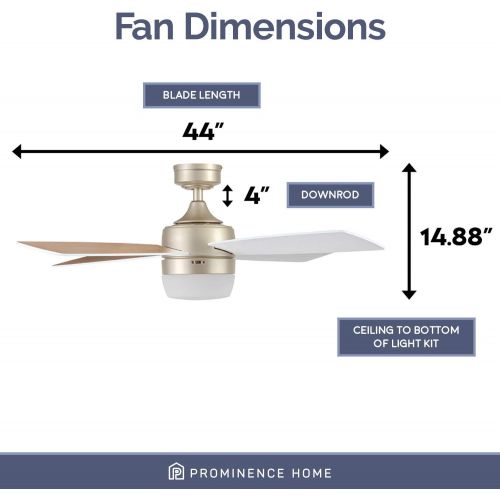  Prominence Home 51470-01 Atlas Ceiling Fan, 44, Champagne