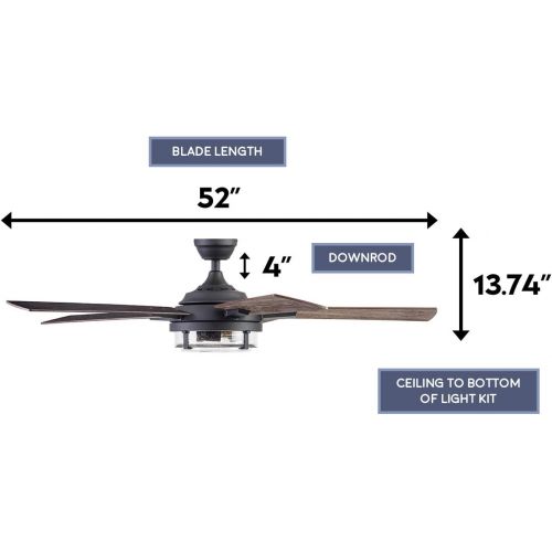  Prominence Home 51484-01 Freyr Ceiling Fan, 52, Textured Black