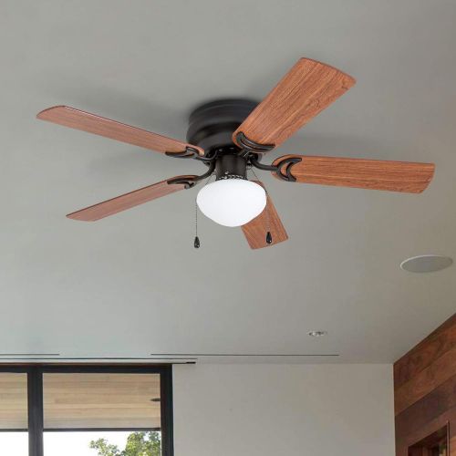  Prominence Home 50860 Alvina LED Globe Light Hugger/Low Profile Ceiling Fan, 42 inches, Bronze