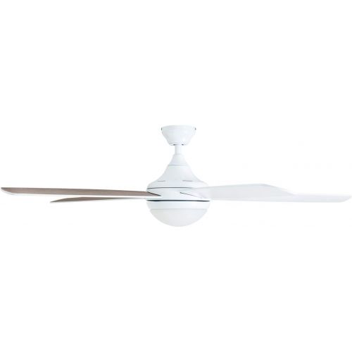  Prominence Home 80094-01 Ashby Ceiling Fan with Remote Control and Dimmable Integrated LED Light Frosted Fixture, 52 Contemporary Indoor, 5 Blades White/Grey Oak, Farmhouse White