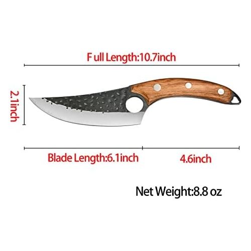  [아마존베스트]Promithi Kitchen Knife for All Purposes, Professional Hand-Forged Non-Stick Boning Knife, Utility Knife, Chopping Knife, Japanese Chefs Knife, Damask Style, Kitchen Knife, Wooden H