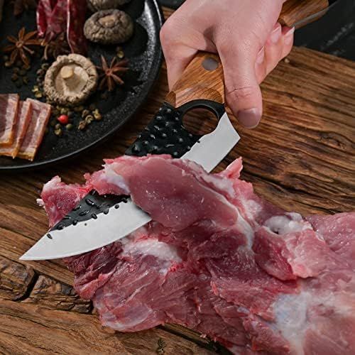  [아마존베스트]Promithi Kitchen Knife for All Purposes, Professional Hand-Forged Non-Stick Boning Knife, Utility Knife, Chopping Knife, Japanese Chefs Knife, Damask Style, Kitchen Knife, Wooden H