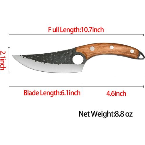  [아마존베스트]Promithi Kitchen Knife for All Purposes, Professional Hand-Forged Non-Stick Boning Knife, Utility Knife, Chopping Knife, Japanese Chefs Knife, Damask Style, Kitchen Knife, Wooden H