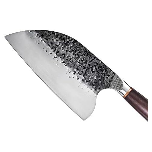  [아마존베스트]Promithi Japanese Knife - Damascus Carbon Steel Handmade Kitchen Knife / Chopper - Sharp Knife with Sheath - Used for Chopping Bone & Meat - Boning Knife with Wooden Handle