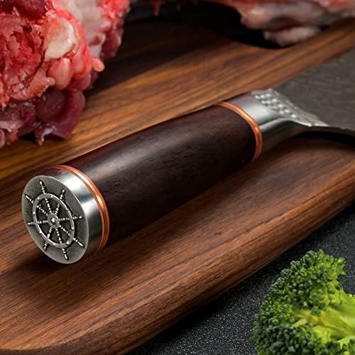  [아마존베스트]Promithi Japanese Knife - Damascus Carbon Steel Handmade Kitchen Knife / Chopper - Sharp Knife with Sheath - Used for Chopping Bone & Meat - Boning Knife with Wooden Handle