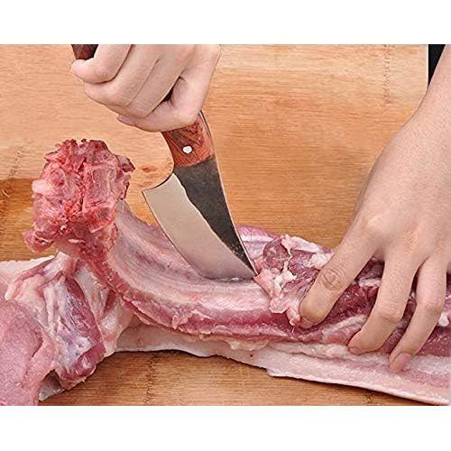  [아마존베스트]Promithi Japanese Knife - Damascus Carbon Steel Handmade Kitchen Knife / Chopper - Sharp Knife with Sheath - Used for Chopping Bone & Meat - Boning Knife with Wooden Handle
