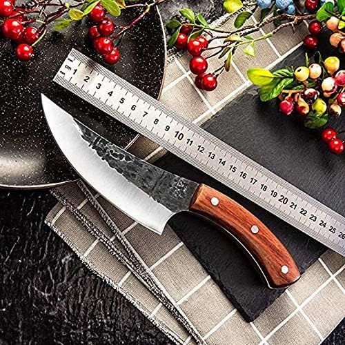  [아마존베스트]Promithi Japanese Knife - Damascus Carbon Steel Handmade Kitchen Knife / Chopper - Sharp Knife with Sheath - Used for Chopping Bone & Meat - Boning Knife with Wooden Handle