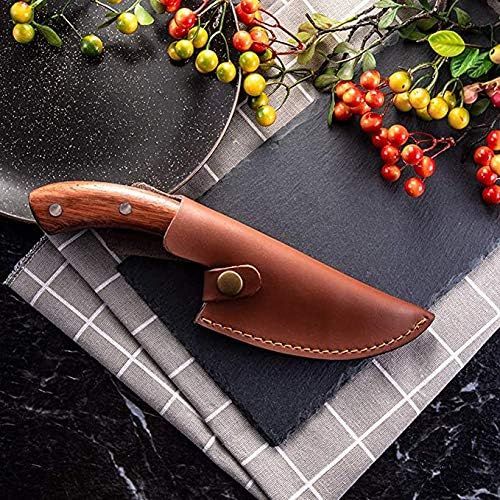  [아마존베스트]Promithi Japanese Knife - Damascus Carbon Steel Handmade Kitchen Knife / Chopper - Sharp Knife with Sheath - Used for Chopping Bone & Meat - Boning Knife with Wooden Handle