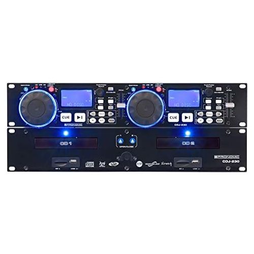  [아마존베스트]Pronomic CDJ-230 Double DJ CD Player with USB & SD (2 Channel DJ Desk with Separate Controller, Pitch Bender and DSP Effects, Seamless Loop, 19 Inch Format)