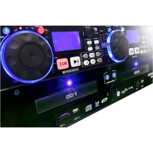  [아마존베스트]Pronomic CDJ-230 Double DJ CD Player with USB & SD (2 Channel DJ Desk with Separate Controller, Pitch Bender and DSP Effects, Seamless Loop, 19 Inch Format)