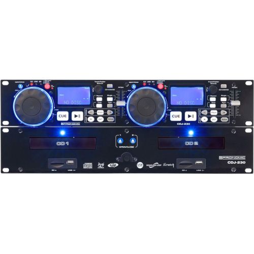  [아마존베스트]Pronomic CDJ-230 Double DJ CD Player with USB & SD (2 Channel DJ Desk with Separate Controller, Pitch Bender and DSP Effects, Seamless Loop, 19 Inch Format)