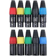 [아마존베스트]Pronomic XLR Male Connector set 5-piece, XLR-Female 5-piece (for cable assembly, assembly, chuck type strain relief High-quality, sturdy die-cast housing) colored