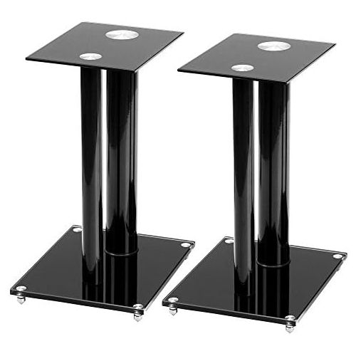  [아마존베스트]Pronomic SLS-28B Hi-Fi / Studio Speaker Stand, Speaker Tripod, Height 47 cm, Glass Panels, Aluminium Pipes, Spike Feet) Black