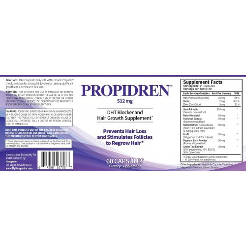  Hairgenics Propidren by HairGenics - DHT Blocker with Saw Palmetto To Prevent Hair Loss and Stimulate Hair Follicles to Stop Hair Loss and Regrow Hair.