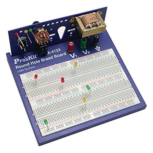  ProsKit 900-248 Round Hole Breadboard, 1580 Tie Points, ABS/Phosphor Bronze