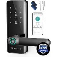 Proscenic Keyless Entry Fingerprint Smart Door Lock-Electronic Touchscreen Keypad Smart Deadbolt Lock-Biometric Handle for Front Doors, Bedroom Doors with Code Passcode, WiFI Auto Lock (Black)