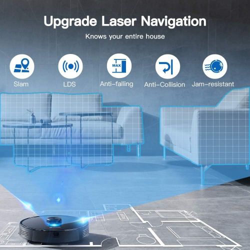  Proscenic M7 PRO WLAN Saugroboter, automatische Absaugstation,Staubsauger Roboter mit LDS-Lasernavigationstechnologie, App- und Alexa Steuerung,Ideal fuer Tierhaare und Teppiche