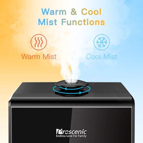  Proscenic 808C Humidifiers with App Alexa & Google Voice Control, Warm and Cool Mist, Customized Humidity, 7 Adjustable Speeds, Baby Mode, 5.3L Large Capacity Vaporizer for Bedroom