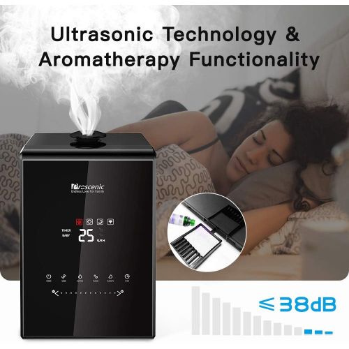  Proscenic 808C Humidifiers with App Alexa & Google Voice Control, Warm and Cool Mist, Customized Humidity, 7 Adjustable Speeds, Baby Mode, 5.3L Large Capacity Vaporizer for Bedroom