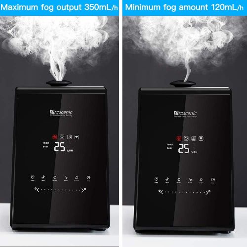  Proscenic 808C Humidifiers with App Alexa & Google Voice Control, Warm and Cool Mist, Customized Humidity, 7 Adjustable Speeds, Baby Mode, 5.3L Large Capacity Vaporizer for Bedroom