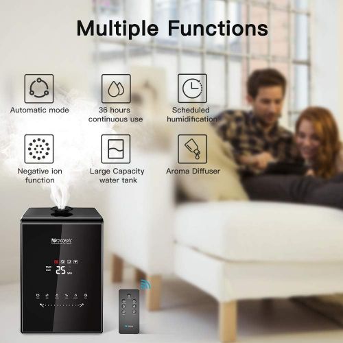  Proscenic 808C Humidifiers with App Alexa & Google Voice Control, Warm and Cool Mist, Customized Humidity, 7 Adjustable Speeds, Baby Mode, 5.3L Large Capacity Vaporizer for Bedroom