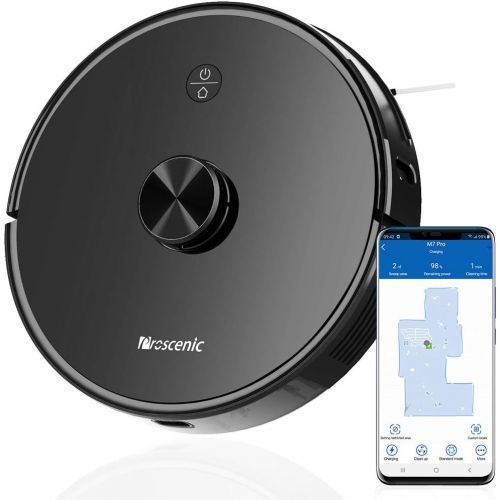  [아마존베스트]Proscenic M7 Pro LDS Robot Vacuum Cleaner, Laser Navigation, 2700Pa Powerful Suction, APP & Alexa Control, Multi Mapping, Ideal for Pets Hair, Carpets and Hard Floors, Black